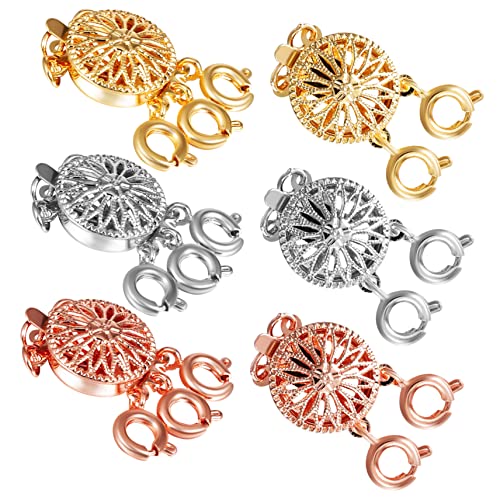 OHPHCALL 6Stücke Geschichtete Abstandsverschlüsse Dreisträngige Multi Verschlüsse für Armbänder Schmuckherstellung Metallische Verbinder von OHPHCALL