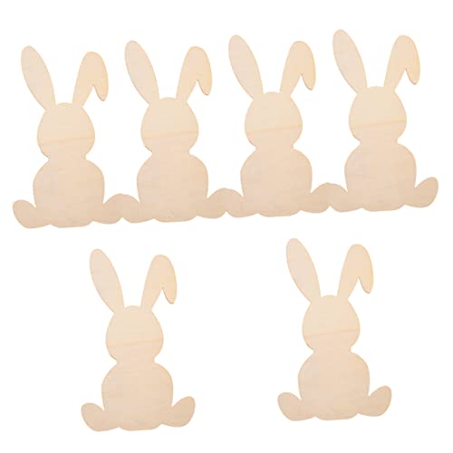 OHPHCALL 6Stücke Osterhasen Holzschnitt DIY Dekorationen zum Malen für Ostern Langlebige Holzscheiben für Kreative Bastelprojekte und von OHPHCALL