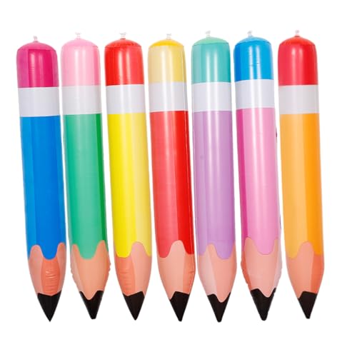OHPHCALL 7 Stück Aufblasbarer Jumbo Bleistift Teiliges PVC in Farben Rückkehr zur Schule Dekoration Große Inflatable Bleistift Requisiten für Klassenzimmer Einfache Befestigung Sicher und von OHPHCALL