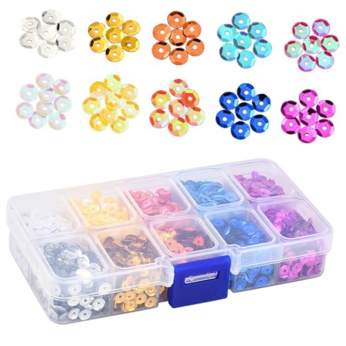 OHPHCALL Farben Plastik Halbkuppige Paillettenperlen DIY Schmuck Bastelperlen zum Auffädeln für Armbänder und Hochzeitsdeko Einfache Handhabung für Erwachsene Wiederverwendbar von OHPHCALL