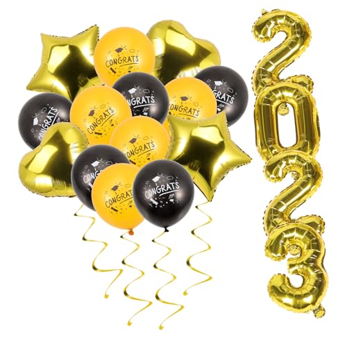 OHPHCALL Graduation Party Ballons mit Goldenen Glückwunsch Folienballons Schwarze und Goldene Stern und Herz Deko für Abschlussfeier Wiederverwendbare Leichte Abschlussdekoration OHPHCALL Graduation Party Ballons mit Goldenen Glückwunsch Folienballons Schwarze und Goldene Stern und Herz Deko für Abschlussfeier Wiederverwendbare Leichte Abschlussdekoration von OHPHCALL