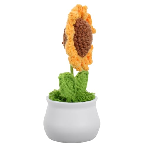 OHPHCALL Künstliche Sonnenblume Häkelblume Handgefertigt Süßer Kleiner Topf Pflanze Schreibtisch Dekoration für Büro Zuhause Pflegeleicht ohne Wasser OHPHCALL Künstliche Sonnenblume Häkelblume Handgefertigt Süßer Kleiner Topf Pflanze Schreibtisch Dekoration für Büro Zuhause Pflegeleicht ohne Wasser von OHPHCALL