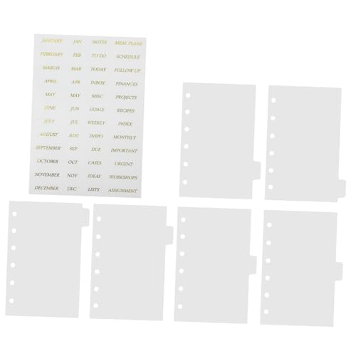 OHPHCALL Transparente Binder Divider aus Mattem PP mit Goldprägung Teiliges Inklusive Beschreibbarer Registeraufkleber Robuste Ringbuch Trenner für Notizbücher und Ordnerorganizer von OHPHCALL