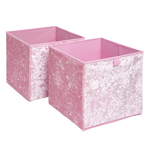 OHS Aufbewahrungsboxen-Set aus Pannesamt, für Zuhause, Badezimmer, faltbar, Spielzeug, Pop-Up-Klappwürfel, Rosa, 2 Stück OHS Aufbewahrungsboxen-Set aus Pannesamt, für Zuhause, Badezimmer, faltbar, Spielzeug, Pop-Up-Klappwürfel, Rosa, 2 Stück von OHS