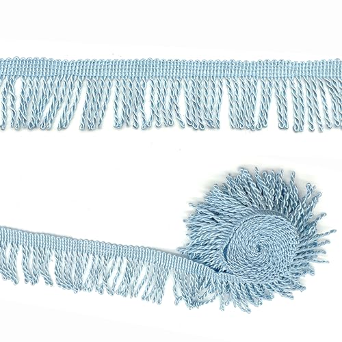 OHYER 3 Meter Langer (x 5.5cm Durchmesser) Fringe Trim Fransen Bullion Fransen Trim Nähen Schnittfranse Blau Long Bullion Fringe Border for Curtains Sofa Crafts & Decoration Furniture Fringe Twisted von OHYER