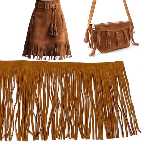 OHYER Wildleder Fransen Band DIY Saum Kleid Garment Kleidersack Fransenband fransenborte fringe fransen rock FüR Heimwerker NäH Dekoration fransen Basteln (Braun-1 Meter lang (x 30cm Durchmesser)) von OHYER