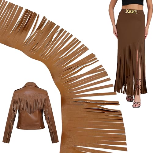 OHYER Wildleder Fransen Band DIY Saum Kleid Garment Kleidersack Fransenband fransenborte fringe fransen rock FüR Heimwerker NäH Dekoration fransen Basteln (Braun-2 Meter lang (10cmx5mm)) von OHYER