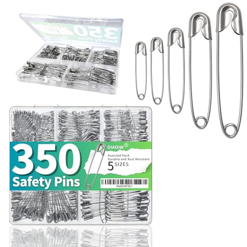 Sicherheitsnadeln für Kleidung, 5 verschiedene Größen, robust, für Kleidung, 350 Stück Sicherheitsnadeln für Kleidung, 5 verschiedene Größen, robust, für Kleidung, 350 Stück von OIAOIW