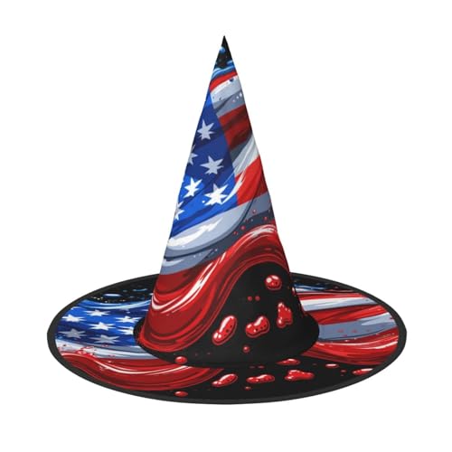 OIBNKCN Halloween-Hut mit amerikanischer Flagge, perfekt für Frauen, Männer, Hexenhut, Dekoration zum Aufhängen und für Partys von OIBNKCN
