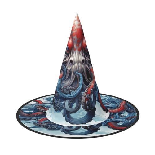 OIBNKCN Oktopus mit blauem (1) Halloween-Hut Hexenhut – perfekt für Frauen, Männer, Hexenhut, Dekoration zum Aufhängen und für Partys von OIBNKCN