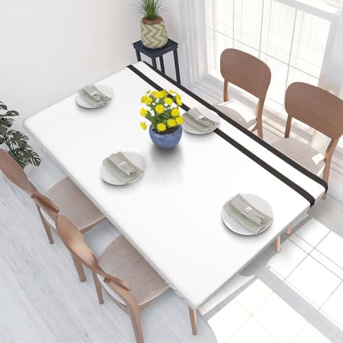 OIBNKCN Schwarz-weiße Gitter-Tischdecke, geeignet für 122 cm Tische, wasserdicht, elastisch und waschbar, für Innen- und Außenbereich von OIBNKCN