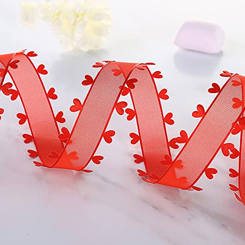 Auto Deko,Hochzeitsauto Blumendeko 25mm x 18m Herzen Organzaband Geschenkband Tüllband Dekoband for Auto Hochzeitsdeko Tischdeko Zimmer (Color : Rood) von OIDESA