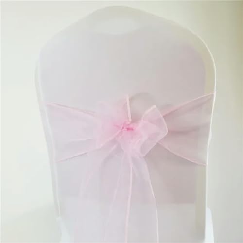 OIFAODAO, (50/100 Stück Organza-Stuhlschärpen mit Schleife for Hochzeit, Event, Party, Bankett, Hoteldekoration, Outdoor-Party, Stuhldekoration, Zubehör,Stuhlschleifen(Light Pink,100pcs) von OIFAODAO