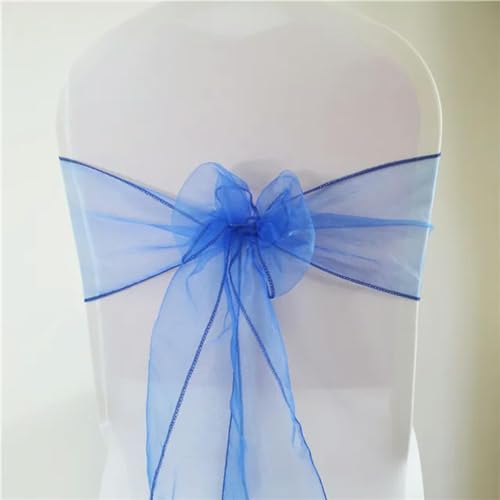 OIFAODAO, (50/100 Stück Organza-Stuhlschärpen mit Schleife for Hochzeit, Event, Party, Bankett, Hoteldekoration, Outdoor-Party, Stuhldekoration, Zubehör,Stuhlschleifen(Royal Blue,50pcs) von OIFAODAO