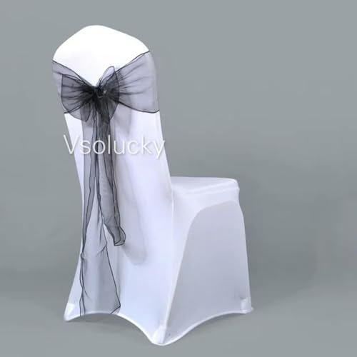 OIFAODAO, 1 Stück, transparente Organza-Stuhlschärpen, Schleifenabdeckung for Hochzeit, Party, Geburtstag, Dusche, Dekoration,Stuhlschleifen(Black) von OIFAODAO