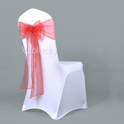 OIFAODAO, 1 Stück, transparente Organza-Stuhlschärpen, Schleifenabdeckung for Hochzeit, Party, Geburtstag, Dusche, Dekoration,Stuhlschleifen(Red) von OIFAODAO