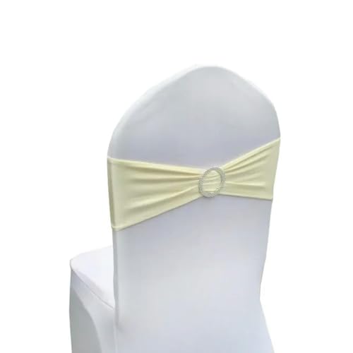 OIFAODAO, 1 Stück Stretch-Spandex-Stuhlschärpen, Schleifenbänder, Knoten mit Schnalle for Hotel, Hochzeit, Party, Bankett, Geschäftstreffen,Stuhlschleifen(Begie Yellow) von OIFAODAO