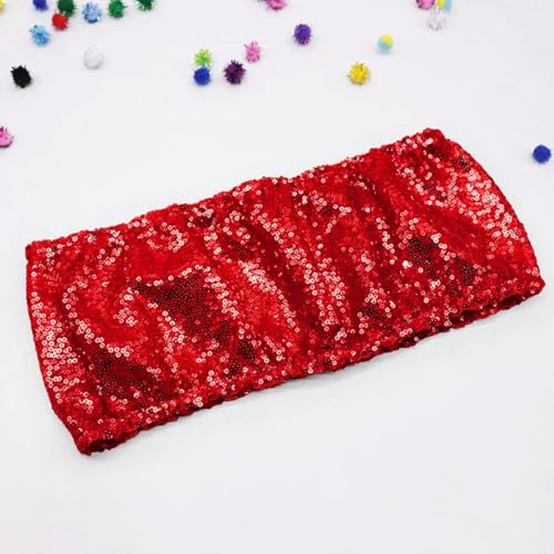 OIFAODAO, 10/50 Stück Gold Pailletten Stuhlschärpen Splitter Party Stuhl Dekor Stuhlband Hochzeit Gestreckte Stühle Schleife for Veranstaltungen Bankett,Stuhlschleifen(Red,10 pcs) von OIFAODAO