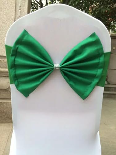 OIFAODAO, 10/50 Teile/los Bogen Stuhl Schärpen Schärpe for Hochzeit Party Geburtstag Bankett Spandex Stretch Mischung Fliege Gürtel Krawatten Abdeckung,Stuhlschleifen(Green,10 pcs) von OIFAODAO