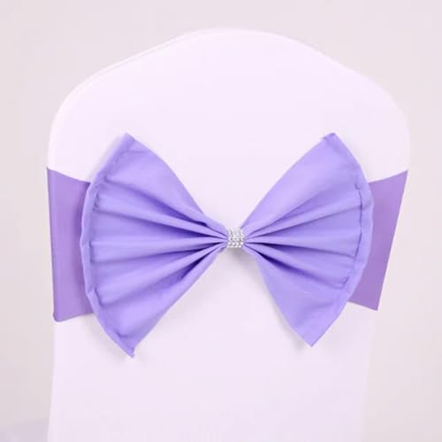 OIFAODAO, 10/50 Teile/los Bogen Stuhl Schärpen Schärpe for Hochzeit Party Geburtstag Bankett Spandex Stretch Mischung Fliege Gürtel Krawatten Abdeckung,Stuhlschleifen(Light Purple,10 pcs) von OIFAODAO