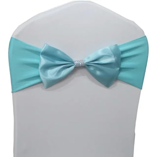 OIFAODAO, 10 Stück/50 Stück Hochzeit Satin Stuhl Schärpen elastische Stretch Schärpe Krawatte Hotel Geburtstag Party Dekoration Spandex Schleife,Stuhlschleifen(Blue,50pcs) von OIFAODAO