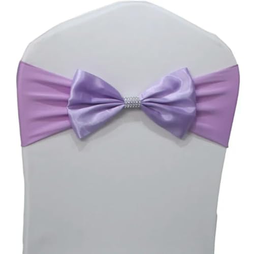 OIFAODAO, 10 Stück/50 Stück Hochzeit Satin Stuhl Schärpen elastische Stretch Schärpe Krawatte Hotel Geburtstag Party Dekoration Spandex Schleife,Stuhlschleifen(Lilac,10 pcs) von OIFAODAO