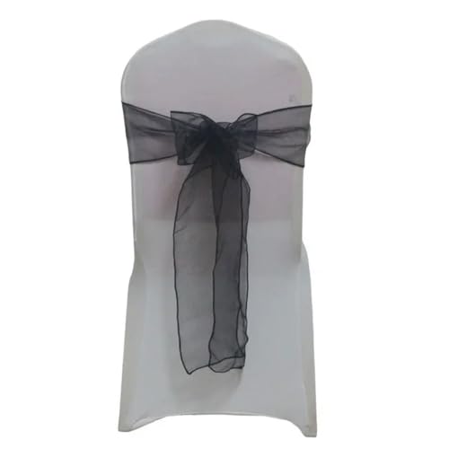 OIFAODAO, 10 Stück Organza-Stuhlschärpen, kristallklarer Tüll, Stuhlschleifen, Krawattenband for Hochzeit, Geburtstag, Abschlussfeier, Verlobung, Bankett, Dekoration,Stuhlschleifen(Black) von OIFAODAO