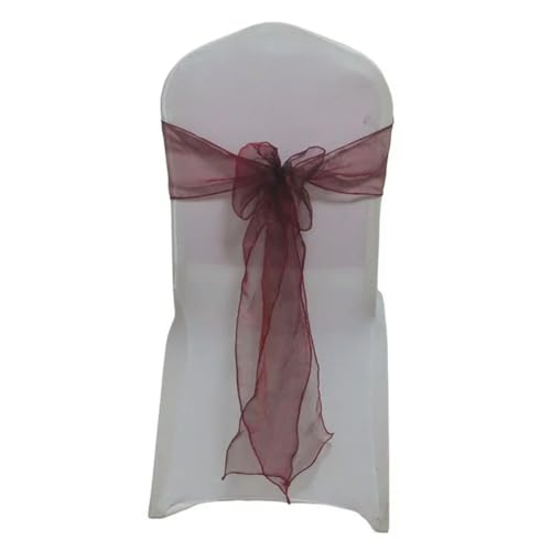 OIFAODAO, 10 Stück Organza-Stuhlschärpen, kristallklarer Tüll, Stuhlschleifen, Krawattenband for Hochzeit, Geburtstag, Abschlussfeier, Verlobung, Bankett, Dekoration,Stuhlschleifen(Burgundy) von OIFAODAO