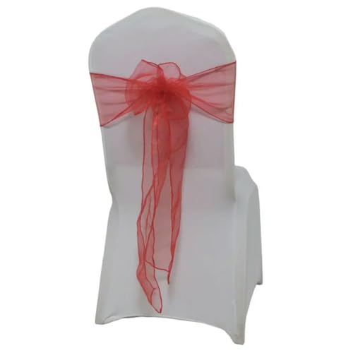 OIFAODAO, 10 Stück Organza-Stuhlschärpen, kristallklarer Tüll, Stuhlschleifen, Krawattenband for Hochzeit, Geburtstag, Abschlussfeier, Verlobung, Bankett, Dekoration,Stuhlschleifen(Red) von OIFAODAO