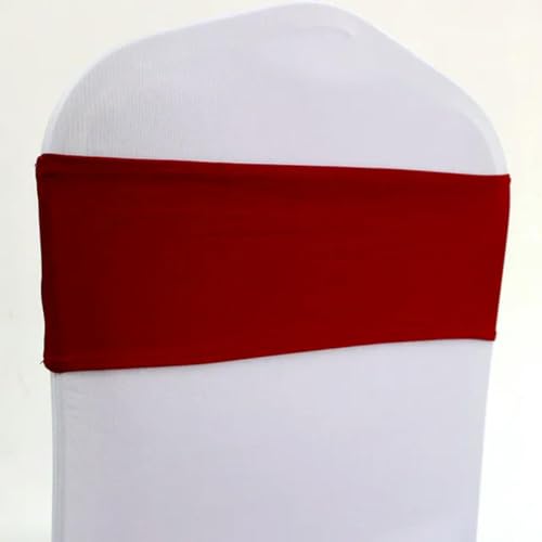 OIFAODAO, 10 stücke/50 stücke Spandex Hochzeit Stuhl Schärpe Schärpen Hotel Party Bankett Dekoration Elastische Stretch Schleife gürtel Krawatten,Stuhlschleifen(Dark Red,50pcs) von OIFAODAO