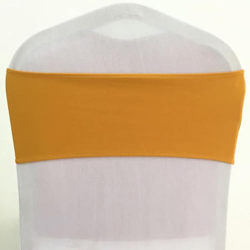 OIFAODAO, 10 stücke/50 stücke Spandex Hochzeit Stuhl Schärpe Schärpen Hotel Party Bankett Dekoration Elastische Stretch Schleife gürtel Krawatten,Stuhlschleifen(Gold,10pcs) von OIFAODAO