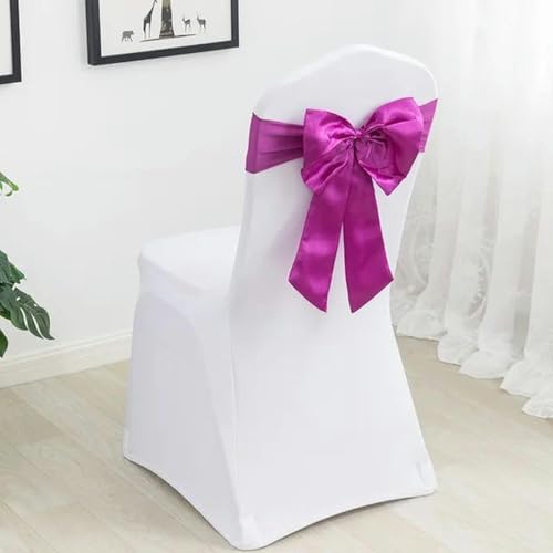 OIFAODAO, 20 Stück Stretch-Spandex-Stuhlschärpe mit Satin-Fliege for Hotelparty, Hochzeitsdekoration, Krawatte, Satin-Stuhlschärpe, Schleife,Stuhlschleifen(Plum) von OIFAODAO