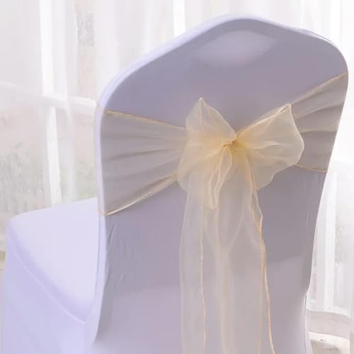 OIFAODAO, 25 Stück Stuhlschärpen, Knotenschärpen, Stuhlschleifen for Hochzeit, Party, Hotel, Bankett, Dekoration, Event, Landhochzeit, Stuhldekoration, 17 x 275 cm,Stuhlschleifen(Champagne 25pcs) von OIFAODAO