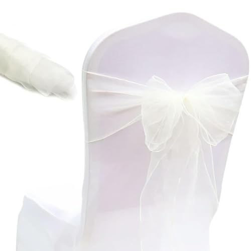 OIFAODAO, 30 Teile/los Organza Stuhl schärpen Knoten Bands Bögen for for for Hochzeit Party Bankett Event Land Dekoration,Stuhlschleifen(White) von OIFAODAO