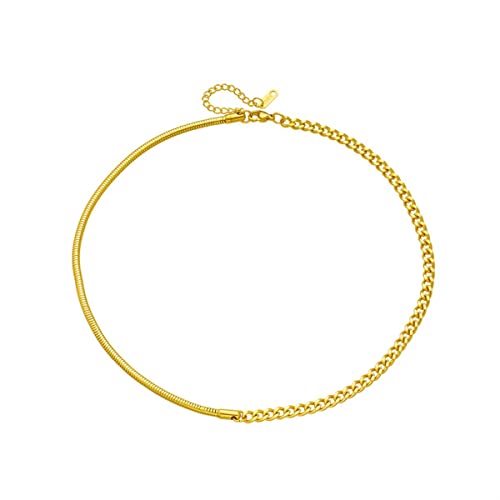 OIFAODAO, 316L Edelstahl Asymmetrische Link Schlange Kette Halskette for Frauen Mädchen Halsband Schmuck Geschenke Bijoux,Damenkette von OIFAODAO