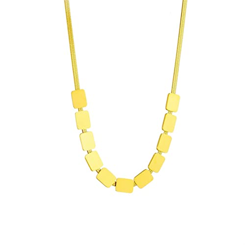 OIFAODAO, 316L Edelstahl Gold Farbe Quadrat Anhänger Halskette for Frauen Neue Trend Mädchen Flache Schlange Kette Choker Schmuck Geschenke,Damenkette OIFAODAO, 316L Edelstahl Gold Farbe Quadrat Anhänger Halskette for Frauen Neue Trend Mädchen Flache Schlange Kette Choker Schmuck Geschenke,Damenkette von OIFAODAO