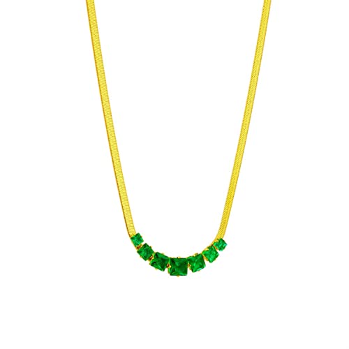 OIFAODAO, 316L Edelstahl Grün Weiß Quadrat Kristall Zirkon Halskette for Frauen Mode Flache Schlange Kette Luxus Schmuck Geschenke,Damenkette OIFAODAO, 316L Edelstahl Grün Weiß Quadrat Kristall Zirkon Halskette for Frauen Mode Flache Schlange Kette Luxus Schmuck Geschenke,Damenkette von OIFAODAO