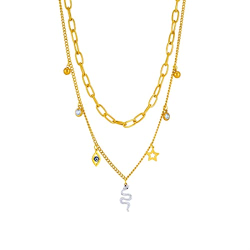 OIFAODAO, 316L Edelstahl Multilayer Auge Stern Schlange Anhänger Halskette for Frauen Neue Vintage Mädchen Schlüsselbein Kette Schmuck Geschenk,Damenkette OIFAODAO, 316L Edelstahl Multilayer Auge Stern Schlange Anhänger Halskette for Frauen Neue Vintage Mädchen Schlüsselbein Kette Schmuck Geschenk,Damenkette von OIFAODAO