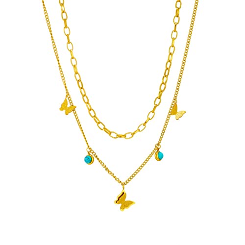 OIFAODAO, 316L Edelstahl Multilayer Schmetterling Anhänger Halskette for Frauen Mädchen 2in1 Ketten Schmuck,Damenkette OIFAODAO, 316L Edelstahl Multilayer Schmetterling Anhänger Halskette for Frauen Mädchen 2in1 Ketten Schmuck,Damenkette von OIFAODAO