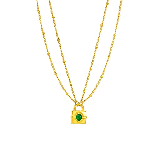 OIFAODAO, 316L Edelstahl Retro Schloss Grün Kristall Anhänger Halskette for Frauen Mode Mädchen Multilayer Kette Schmuck Geschenke,Damenkette OIFAODAO, 316L Edelstahl Retro Schloss Grün Kristall Anhänger Halskette for Frauen Mode Mädchen Multilayer Kette Schmuck Geschenke,Damenkette von OIFAODAO