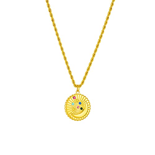 OIFAODAO, 316L Edelstahl Runde Relief Mond Anhänger Halskette for Frauen Rostfrei Schmuck Schlüsselbein Kette Collier,Damenkette OIFAODAO, 316L Edelstahl Runde Relief Mond Anhänger Halskette for Frauen Rostfrei Schmuck Schlüsselbein Kette Collier,Damenkette von OIFAODAO
