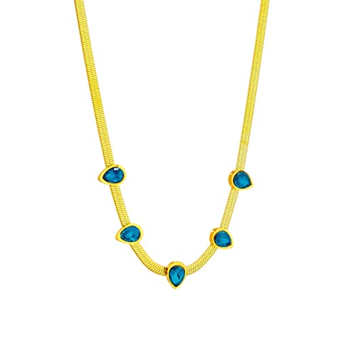 OIFAODAO, 316L Edelstahl Wassertropfen Form Blau Kristall Zirkon Anhänger Halskette for Frauen Vintage Halsband Kette Schmuck Geschenke,Damenkette OIFAODAO, 316L Edelstahl Wassertropfen Form Blau Kristall Zirkon Anhänger Halskette for Frauen Vintage Halsband Kette Schmuck Geschenke,Damenkette von OIFAODAO