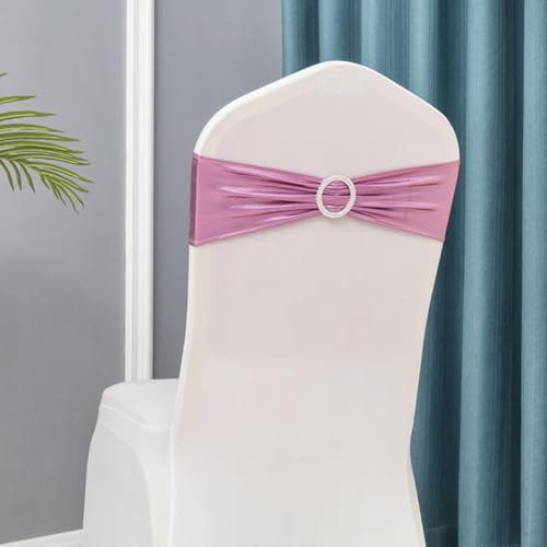OIFAODAO, 50 Teile/los Hochzeit Stuhl Dekoration Metallic Gold Schärpen Knoten Party Bankett Bögen Event Dekorationen,Stuhlschleifen(Pink) von OIFAODAO