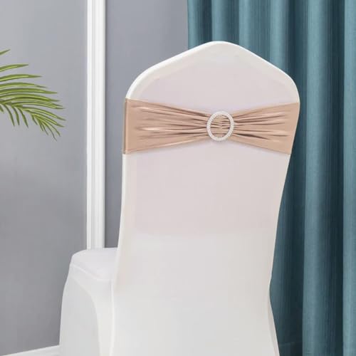 OIFAODAO, 50 Teile/los Hochzeit Stuhl Dekoration Metallic Gold Schärpen Knoten Party Bankett Bögen Event Dekorationen,Stuhlschleifen(Rose Gold) von OIFAODAO