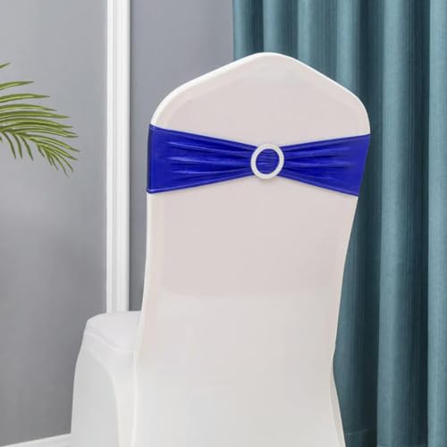 OIFAODAO, 50 Teile/los Hochzeit Stuhl Dekoration Metallic Gold Schärpen Knoten Party Bankett Bögen Event Dekorationen,Stuhlschleifen(Royal Blue) von OIFAODAO