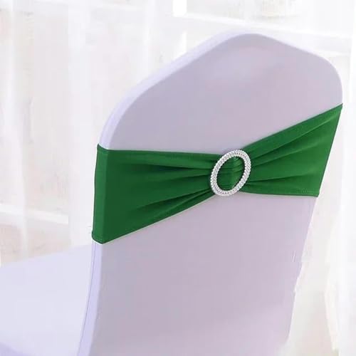 OIFAODAO, 50 Teile/los Stretch Spandex Stuhl Abdeckung Schärpen mit Slider Schnalle for Hochzeit Dekorationen Bogen,Stuhlschleifen(Green) von OIFAODAO