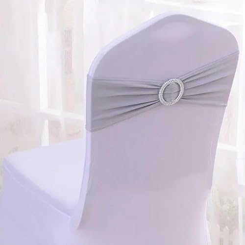 OIFAODAO, 50 Teile/los Stretch Spandex Stuhl Abdeckung Schärpen mit Slider Schnalle for Hochzeit Dekorationen Bogen,Stuhlschleifen(Silver Grey) von OIFAODAO