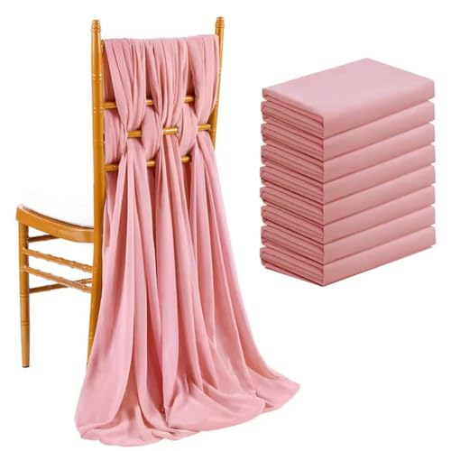 OIFAODAO, 8 Stück Hochzeitsstuhl-Dekorationen, Chiffon-Stuhlschärpen, Hochzeit, Party, Bankett, Event, 30 x 180 cm,Stuhlschleifen(Dusty Rose) von OIFAODAO