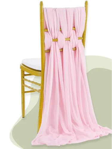 OIFAODAO, 8 Stück Hochzeitsstuhl-Dekorationen, Chiffon-Stuhlschärpen, Hochzeit, Party, Bankett, Event, 30 x 180 cm,Stuhlschleifen(Light Pink) von OIFAODAO