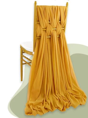 OIFAODAO, 8 Stück Hochzeitsstuhl-Dekorationen, Chiffon-Stuhlschärpen, Hochzeit, Party, Bankett, Event, 30 x 180 cm,Stuhlschleifen(Yellow) von OIFAODAO